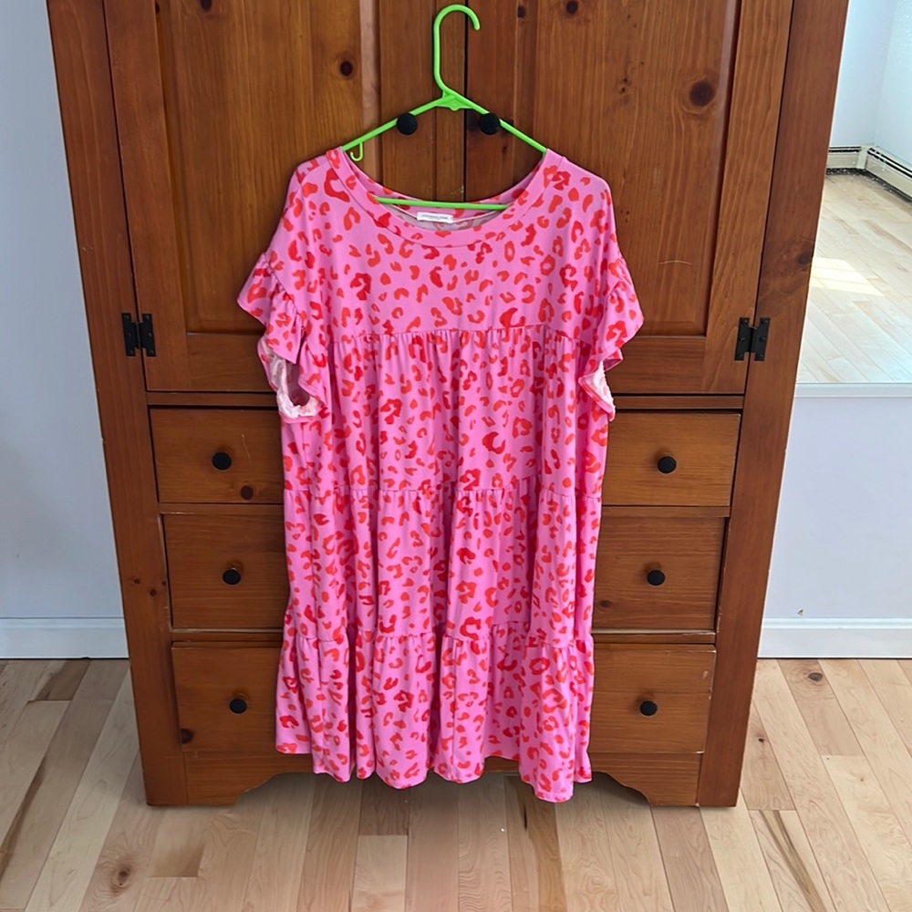 Pink leopard print pink sun dress!